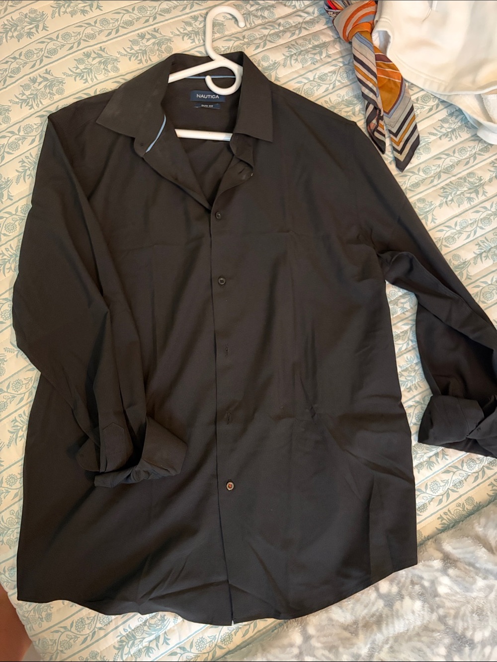 Nautica Black Lightweight Button-Up Shirt Jacket